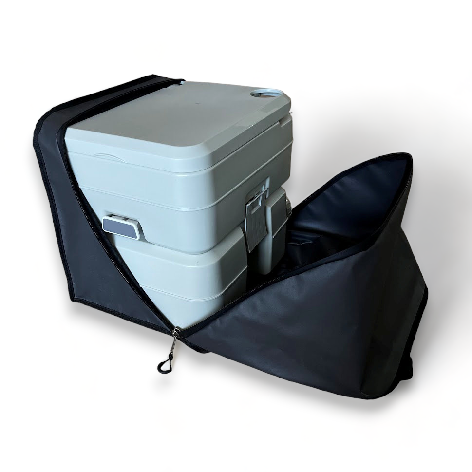 Dometic 976 Toilet Bag loaded in caravan for travel