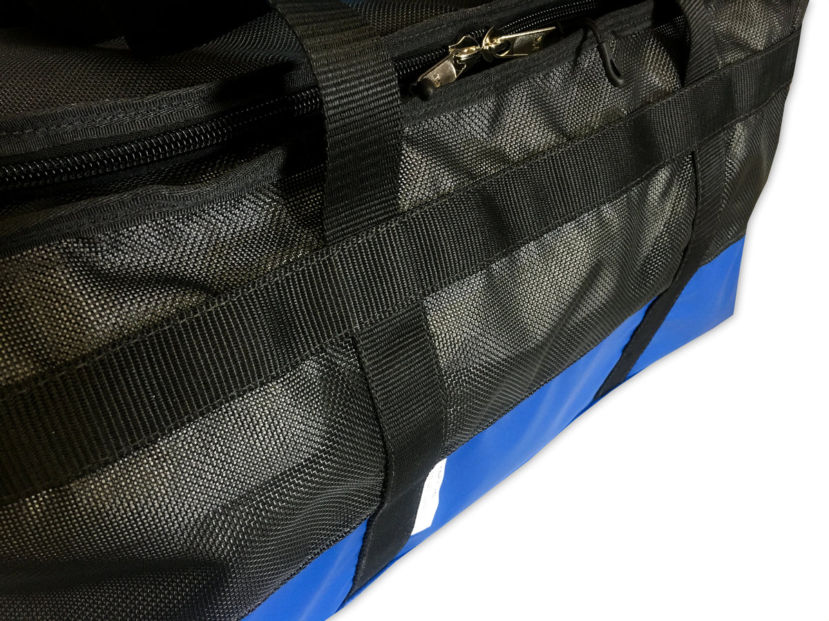 Mesh bag with snorkelling gear inside