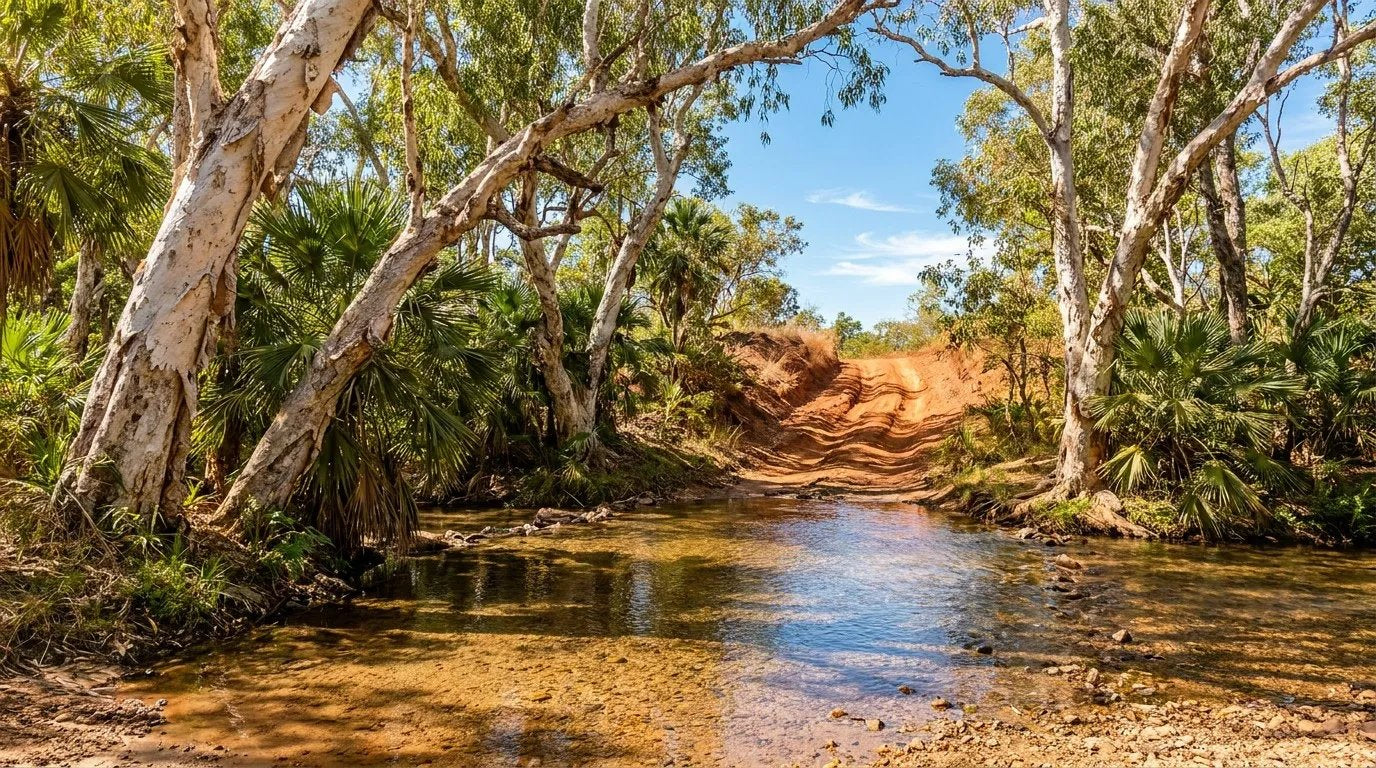 Classic creek crossing on the Old Telegraph Track, Cape York, QLD