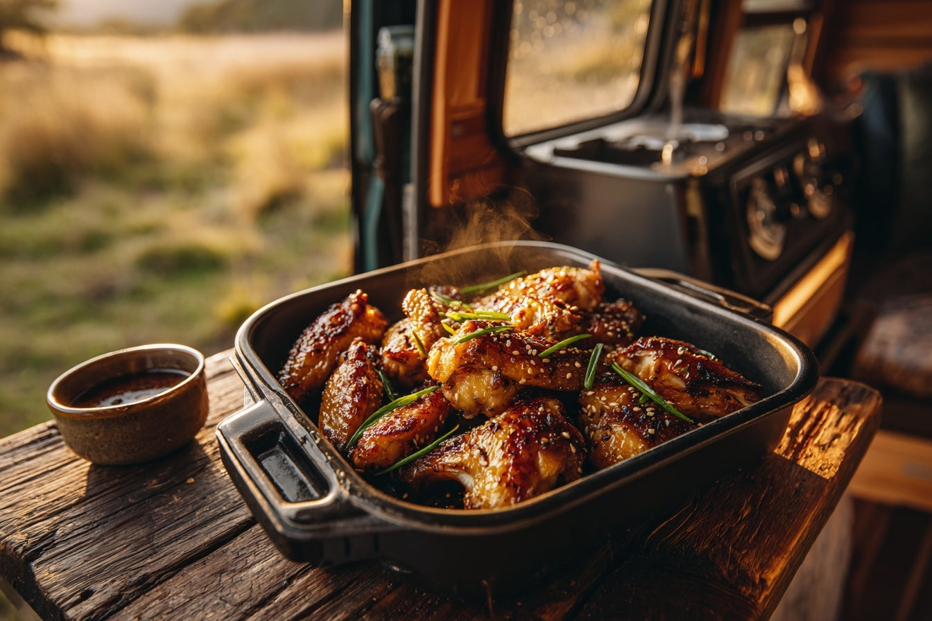 Caravan Kitchen Air Fryer Honey Soy Chicken Wings: A Van Life Winner | Outcamp