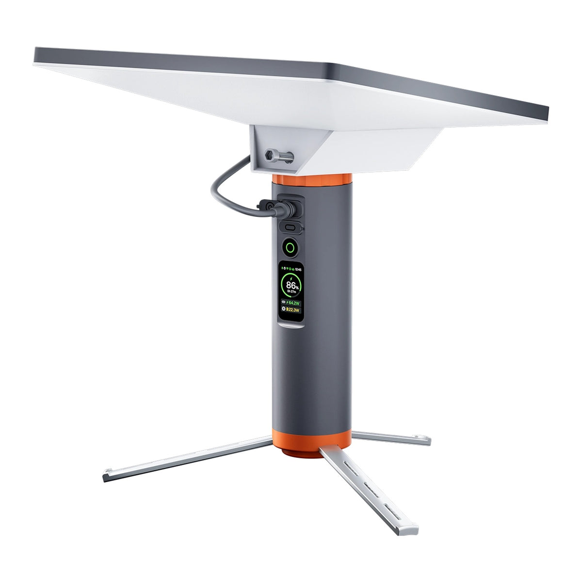 PeakDo LinkPower Pod 1 battery with Starlink Mini mounted on top and the built-in tripod deployed