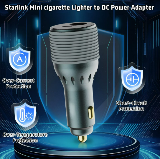 Starlink Mini 2-in-1 Car Adapter - 135W DC Step-Up + USB-C PD 45W | 12V Cigarette Lighter