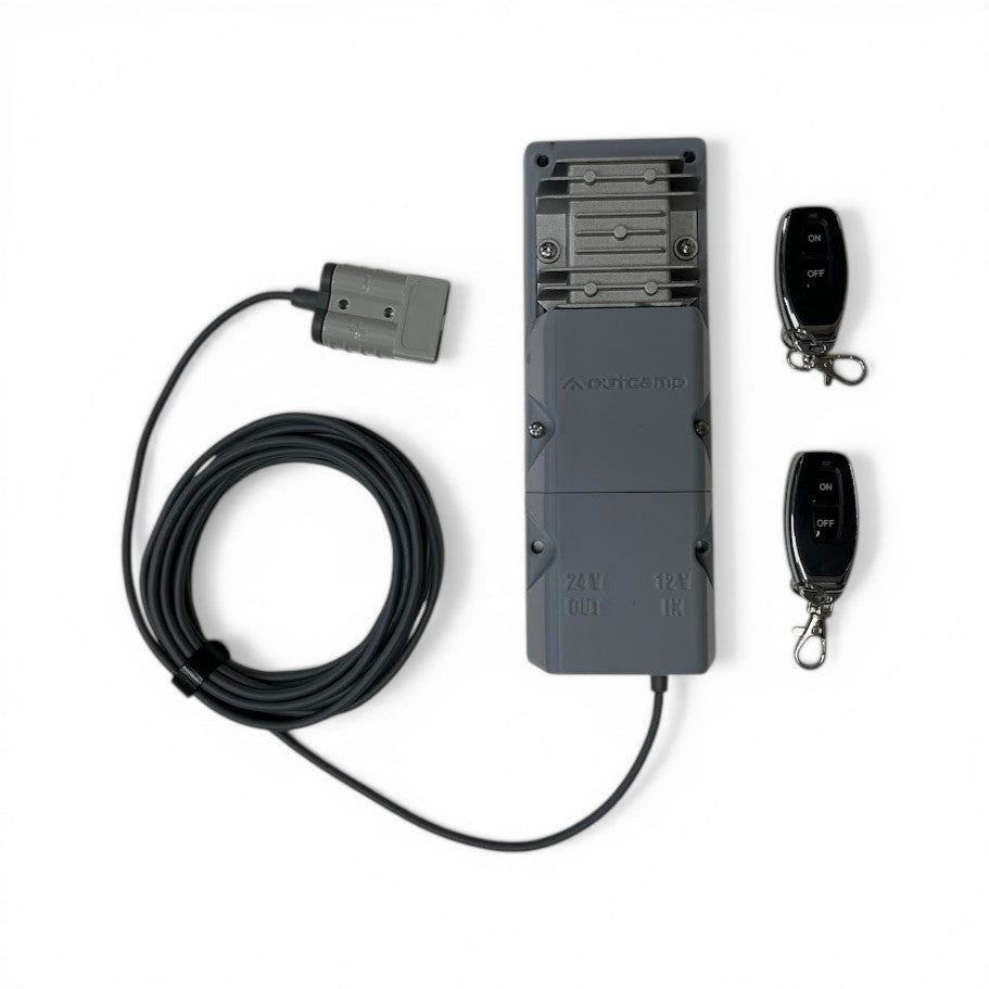 Outcamp remote control 12V to 24V power supply for Starlink Mini front view