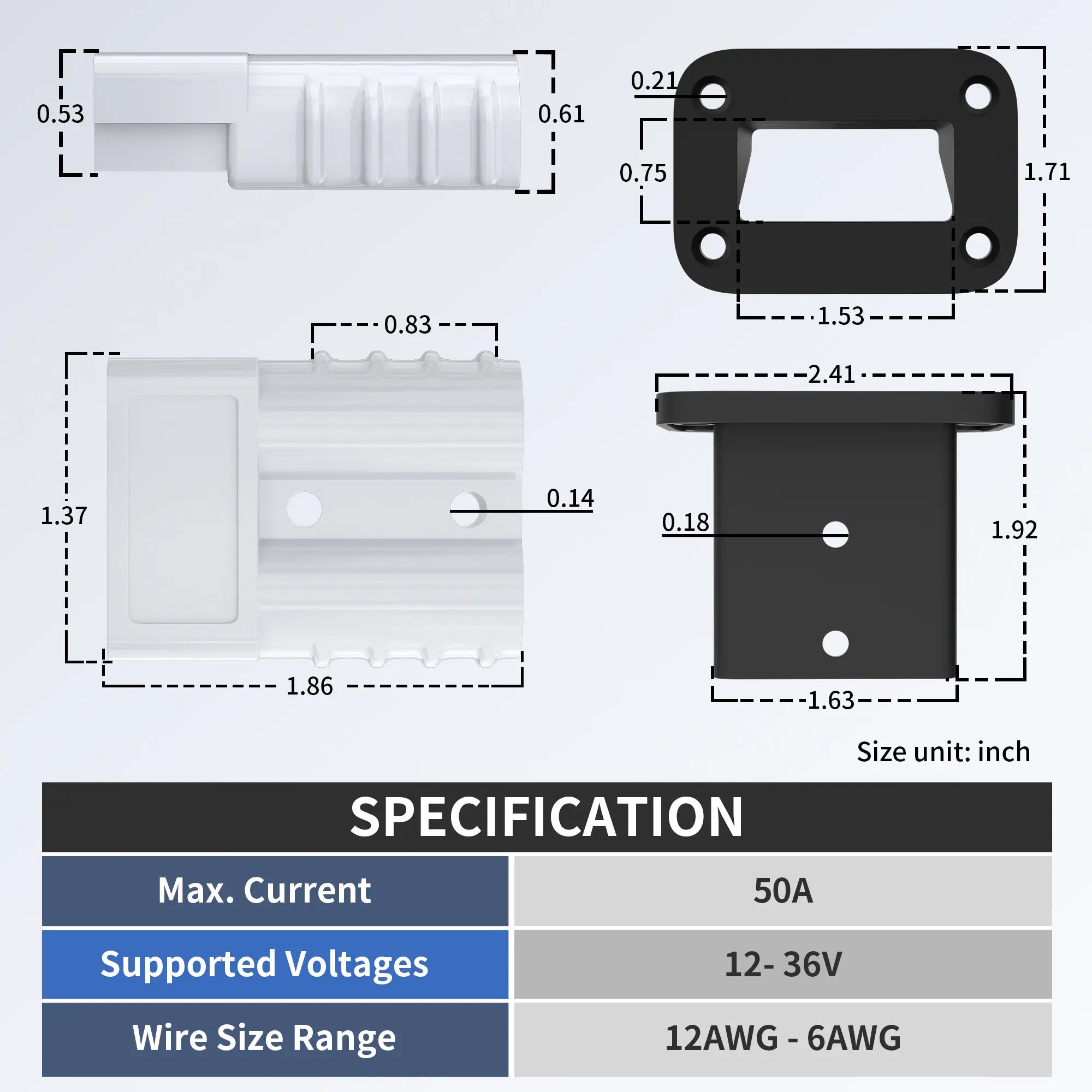 50 Amp Anderson style connector Flush Mount kit