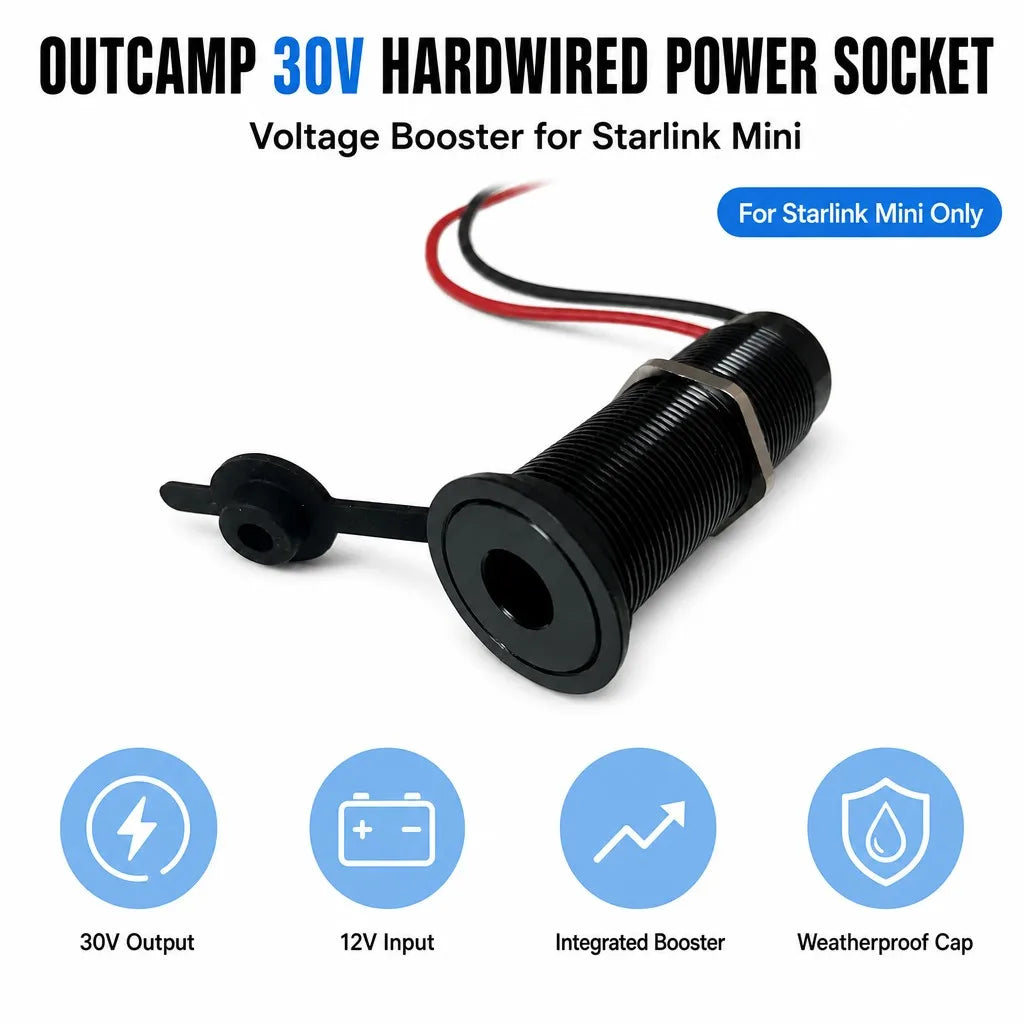Outcamp 30V Hardwired Power Socket for Starlink Mini | Voltage Booster | Australia