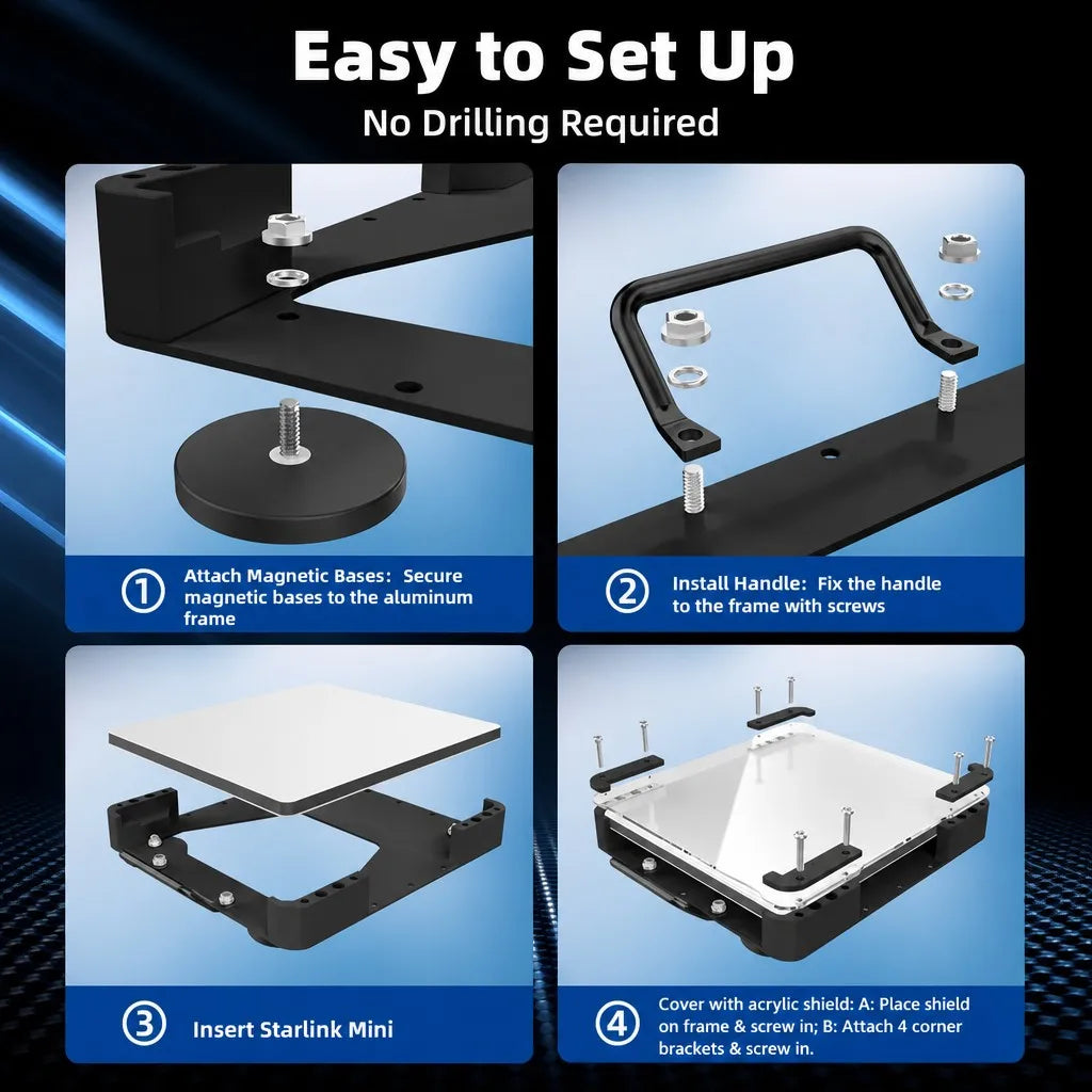 Easy to set up - Starlink Mini flat mount assembly instructions no drilling required