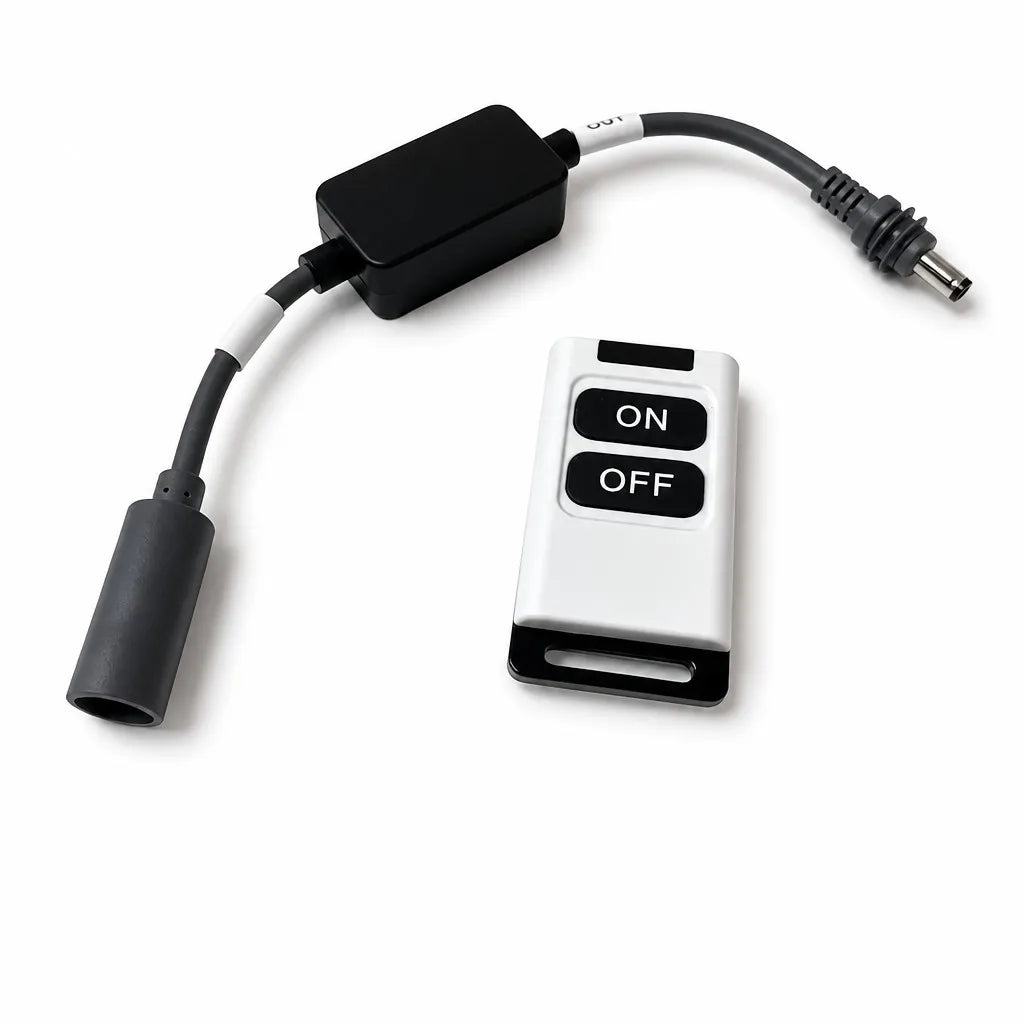 Outcamp Starlink Mini Remote Power Switch control unit angled view with waterproof connectors