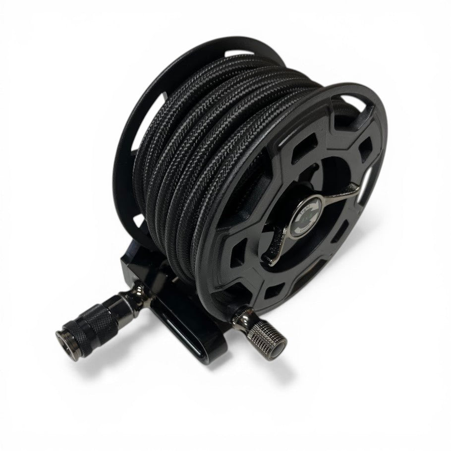 Auto-retract air hose reel 7m aluminium housing top-down view