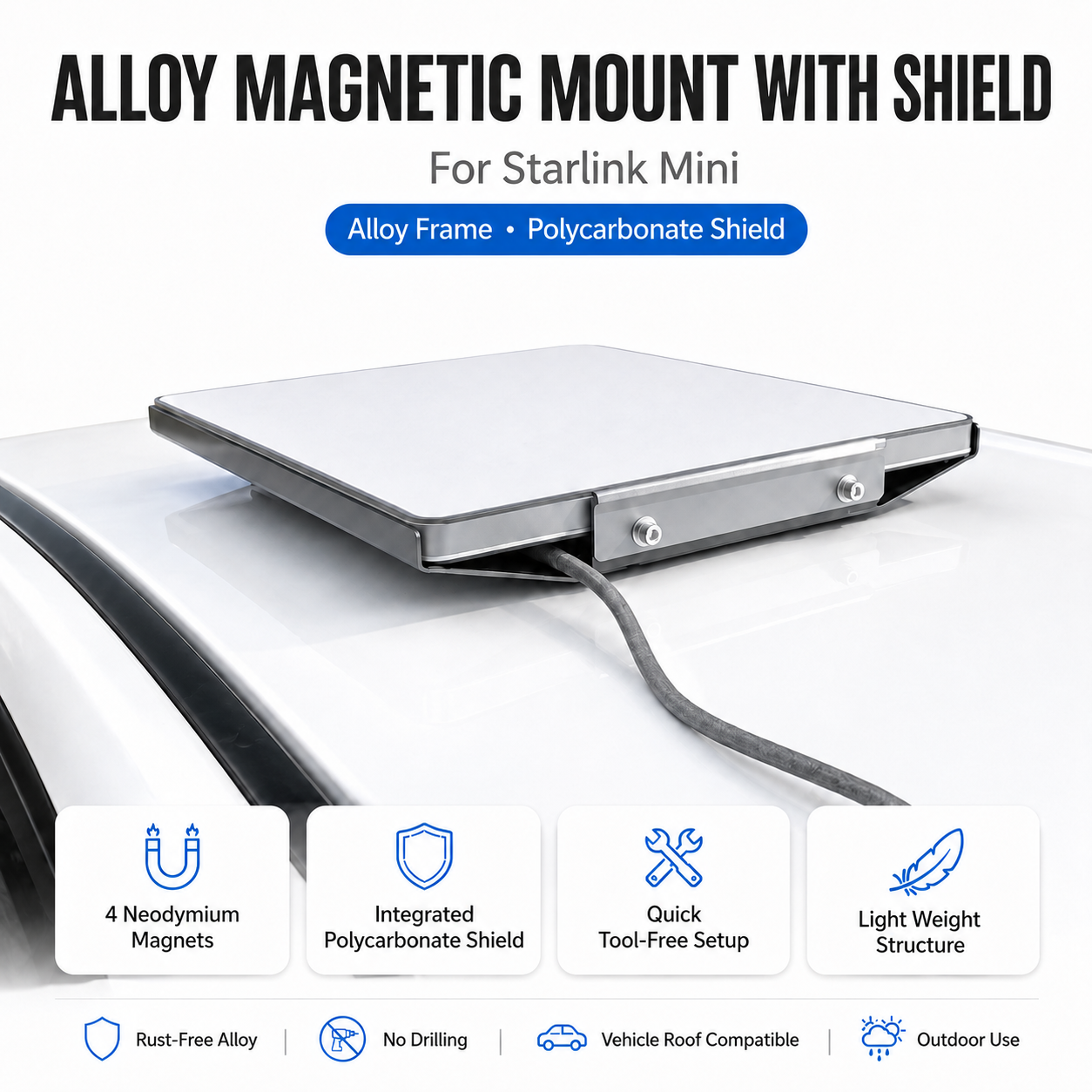 Alloy_Mag_Mount With Specs for starlink mini Outcamp