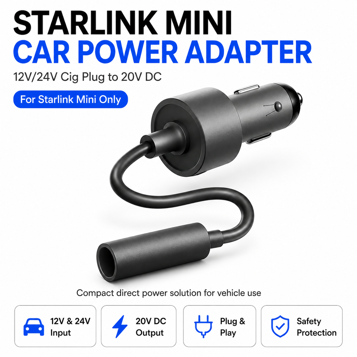 12/24v to 20v DC output Cig Car Power Adapter Starlink Mini