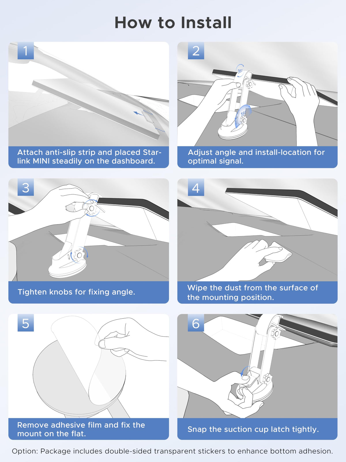 Suction mount being installed on dash with one-hand operation