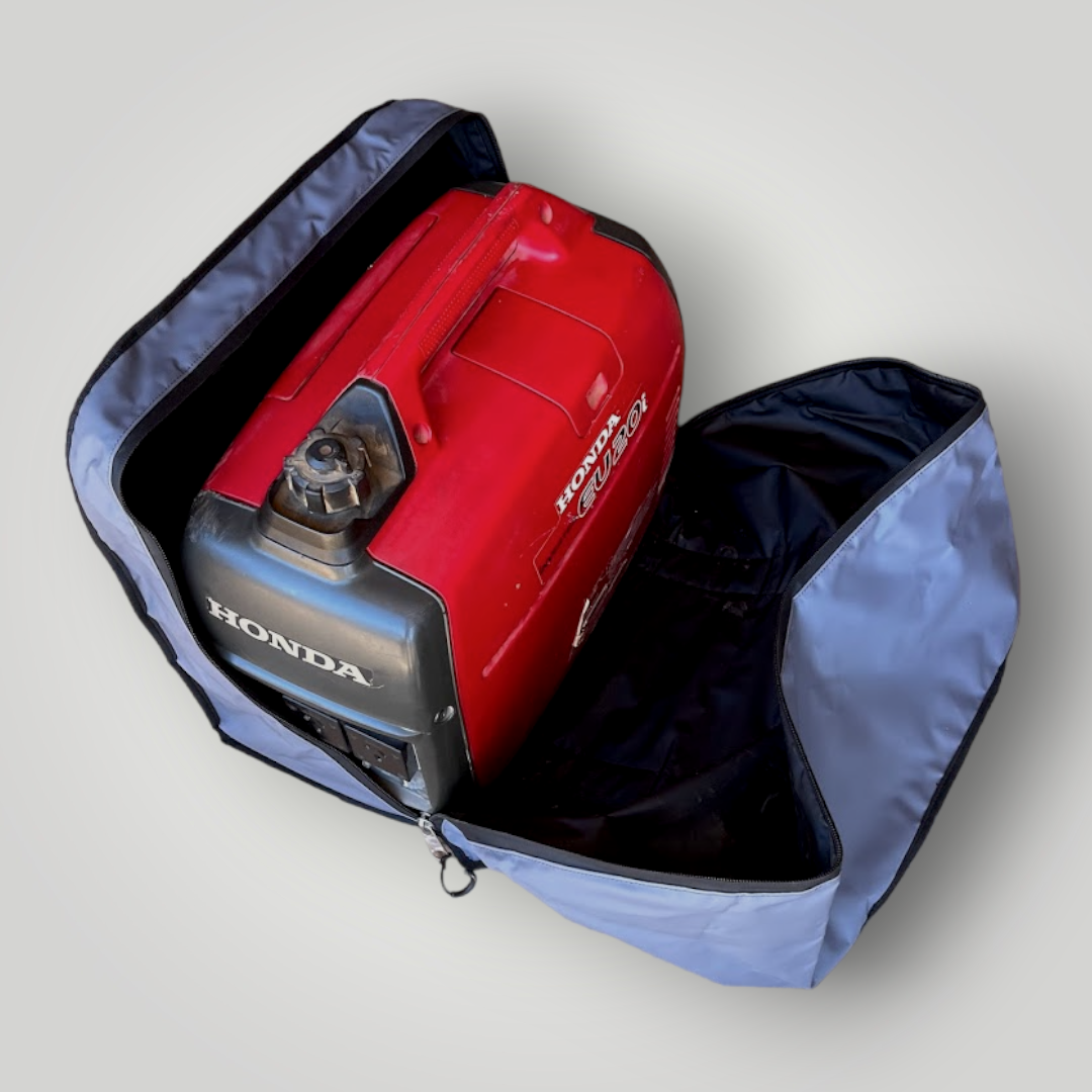 Outcamp&#39;s custom-fit bag for Briggs &amp; Stratton P2400W  and P2200W during caravan journeys
