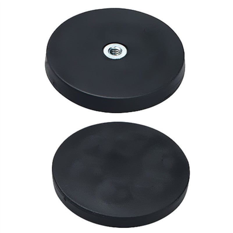 Rubber coated magnet front face with the threaded insert and the plain rubber back face