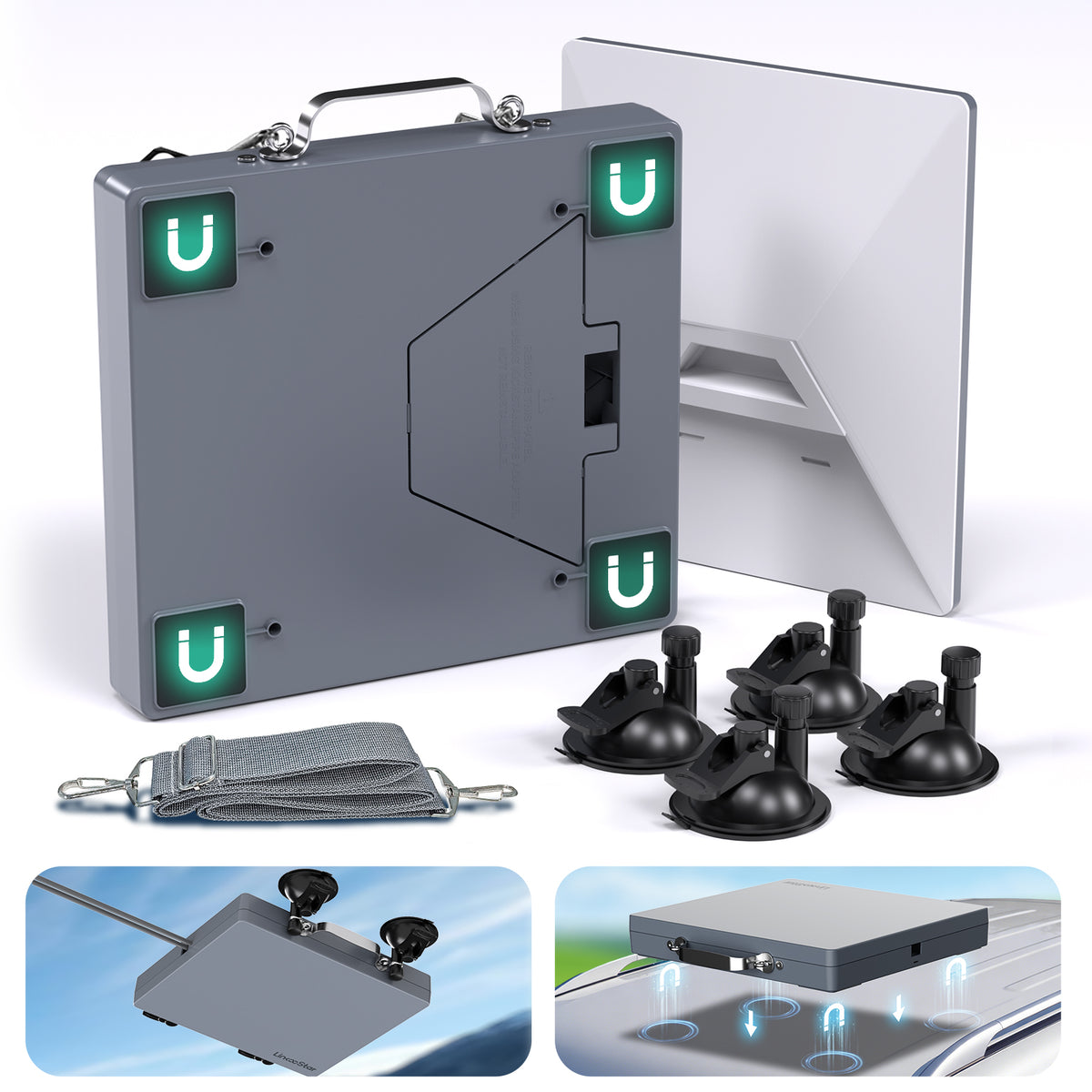 Starlink Mini 5-in-1 Case complete kit with suction cups strap and magnets