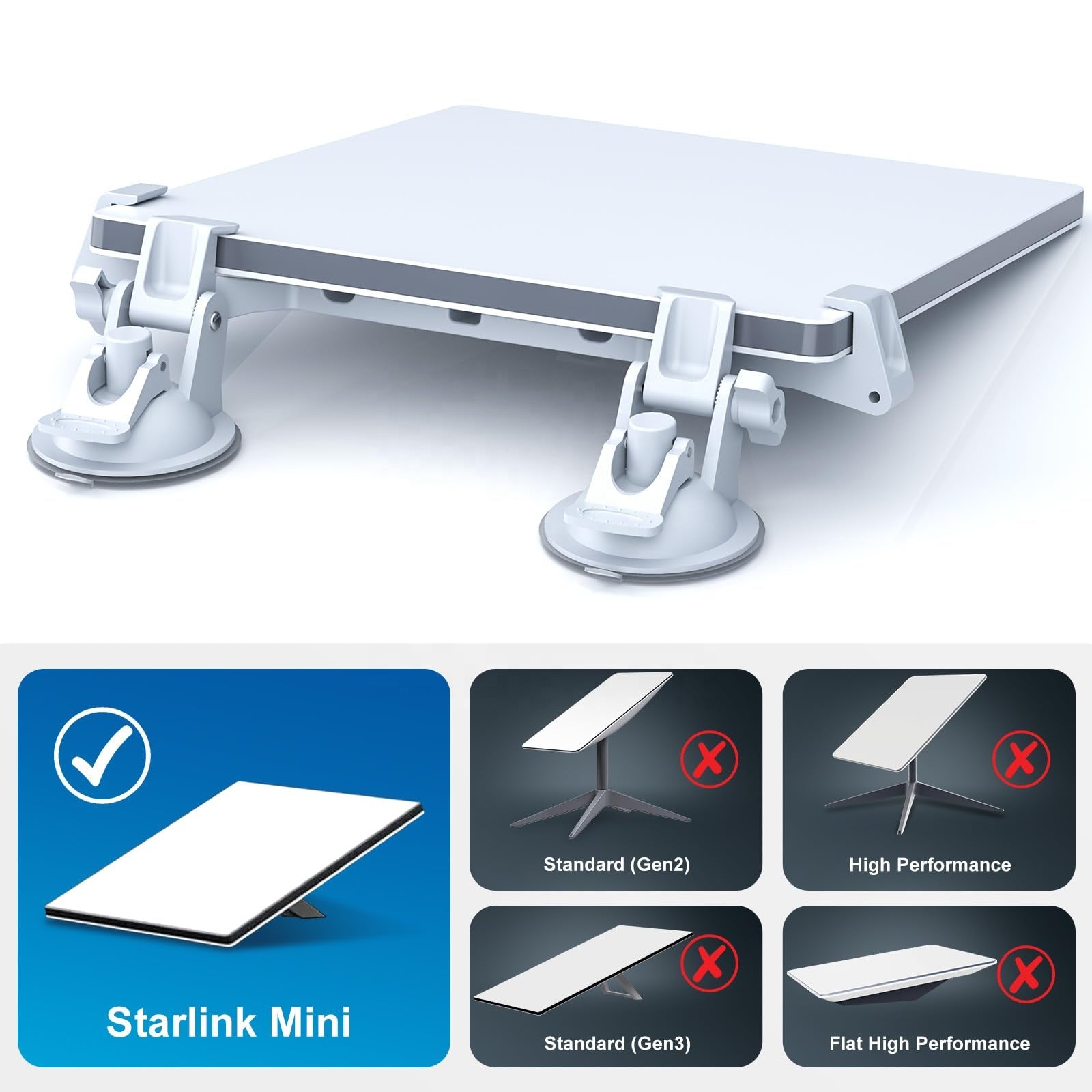 Starlink Mini suction cup dashboard and windshield mount by Outcamp