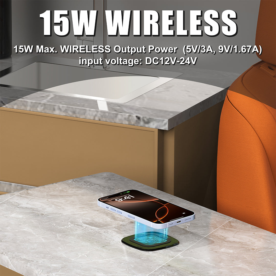 78x78mm slim 15W wireless charger pad embedded install diagram