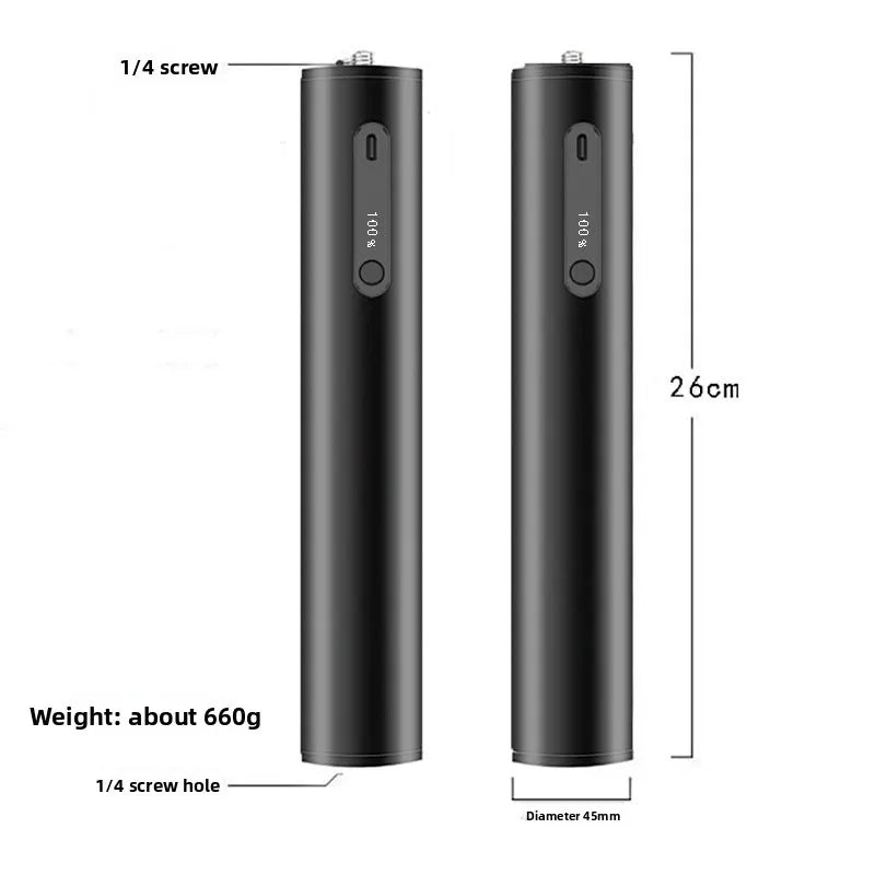 Starlink Mini battery mount power handle dimensions - 26cm height, 45mm diameter, 1/4 screw mount
