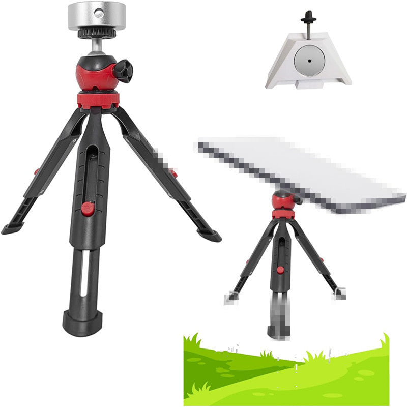 Starlink Mini tripod mount kit - red ball head tripod with aluminium adapter puck and Starlink Mini dish mounted