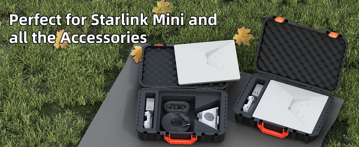 Starlink Mini dish secured in foam-lined protective case