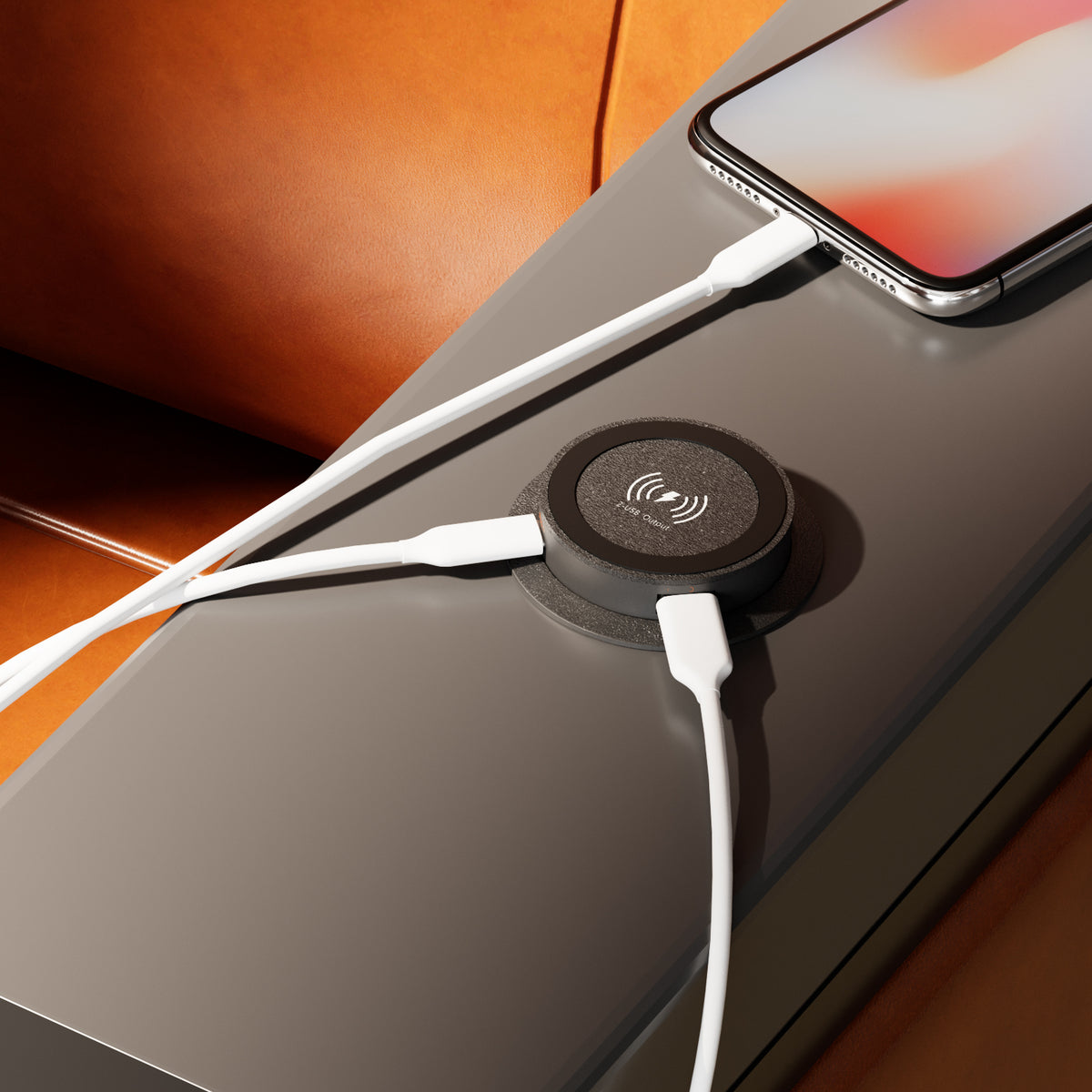 3-in-1 wireless charger embedded install diagram for caravan benchtop and dashboard