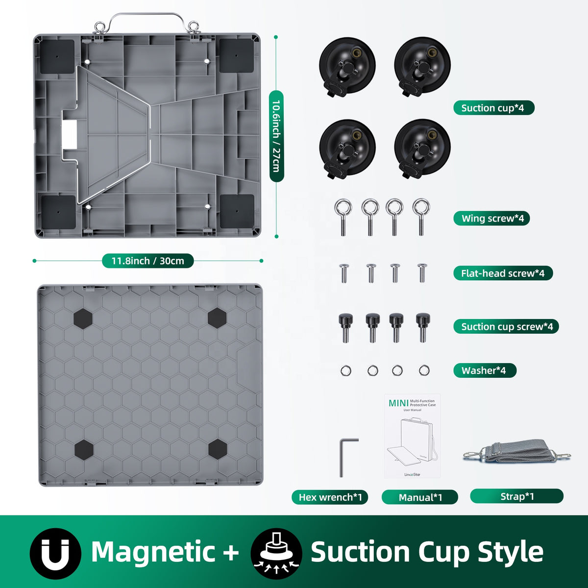 Starlink Mini 5-in-1 Case dimensions and accessories layout