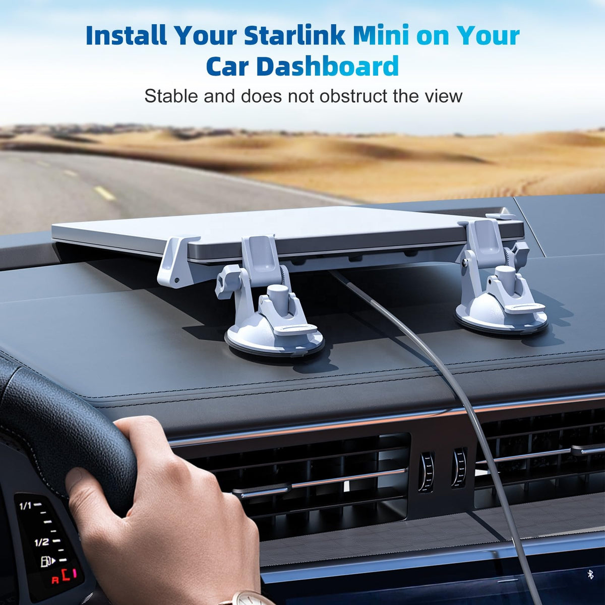 Starlink Mini suction cup mount showing attachment mechanism