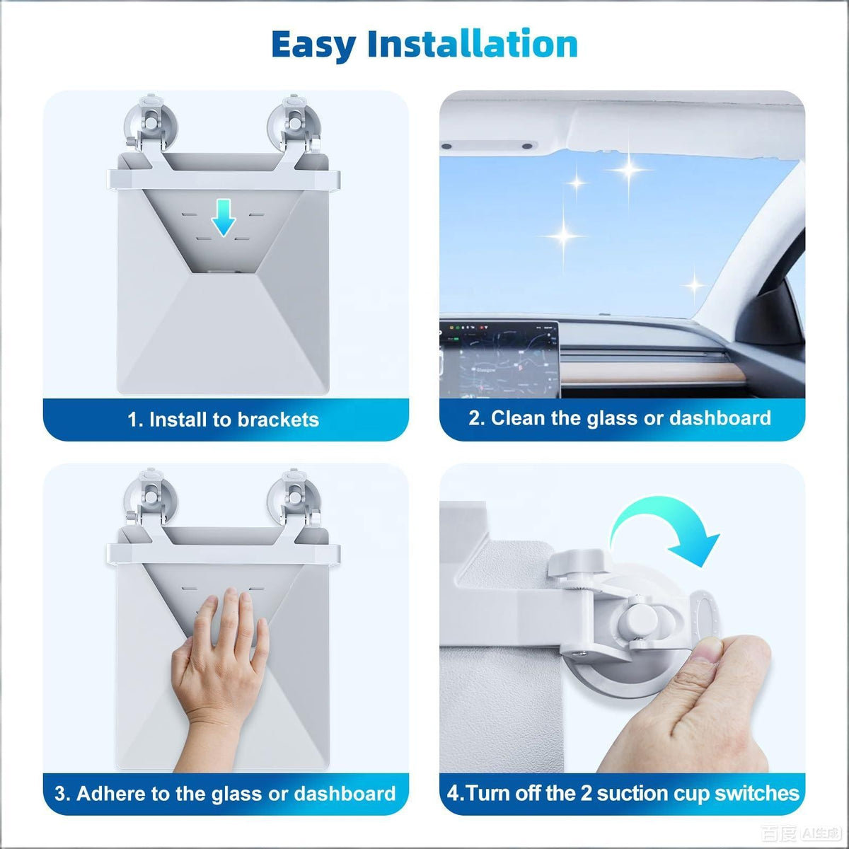 Starlink Mini windshield suction cup mount side view