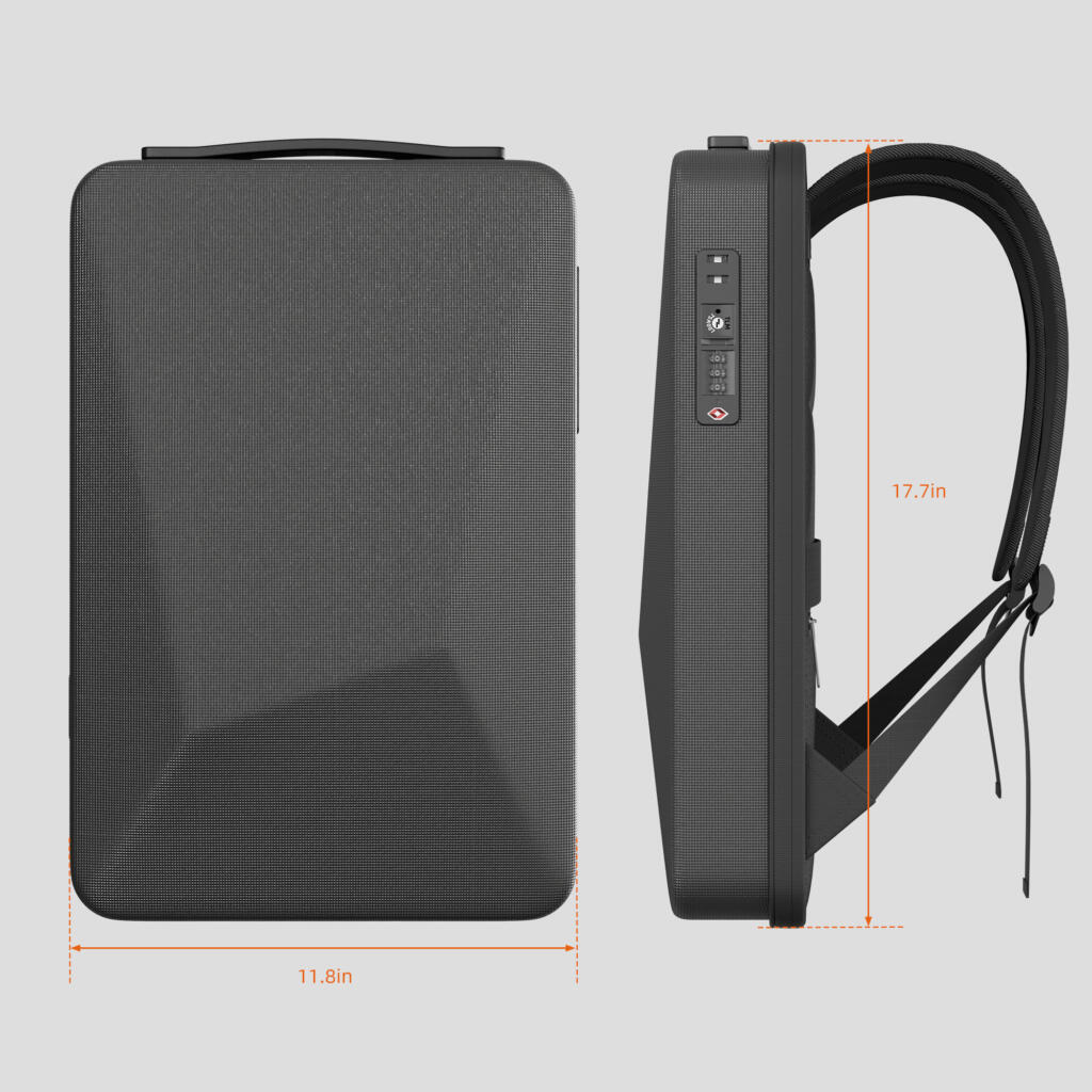 Front view of grey Starlink Mini hard case backpack