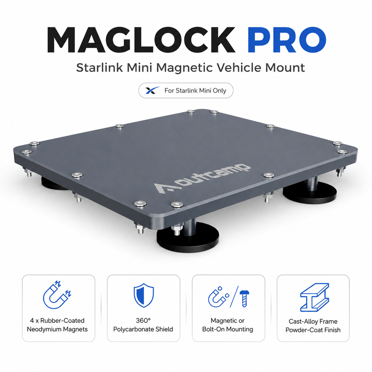 Outcamp Maglock Pro Starlink Mini Magnetic Vehicle Mount on a white background