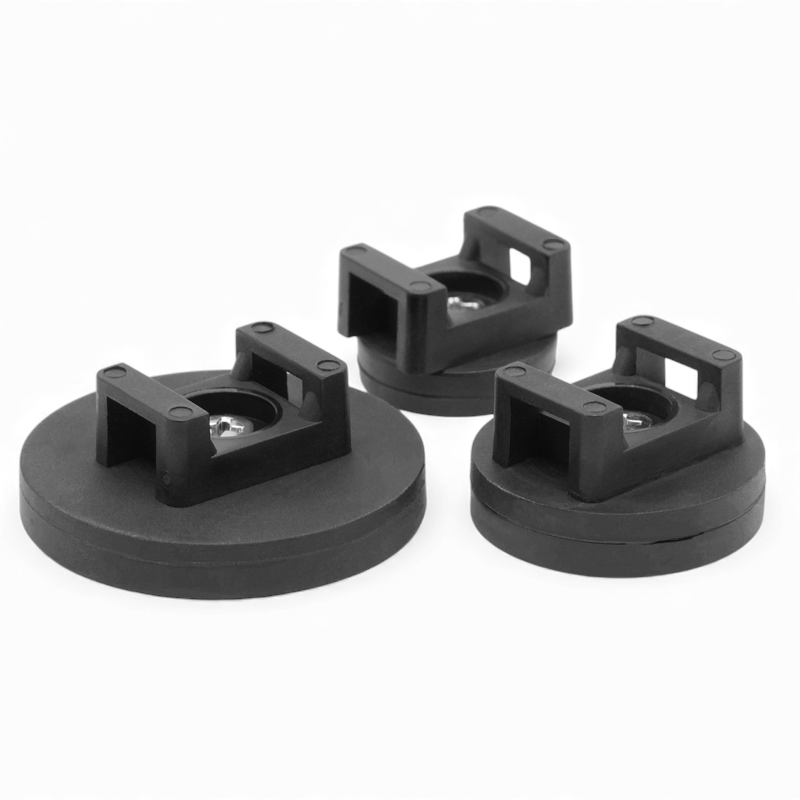Outcamp rubber coated magnetic cable tie mounts 4 pack on white background
