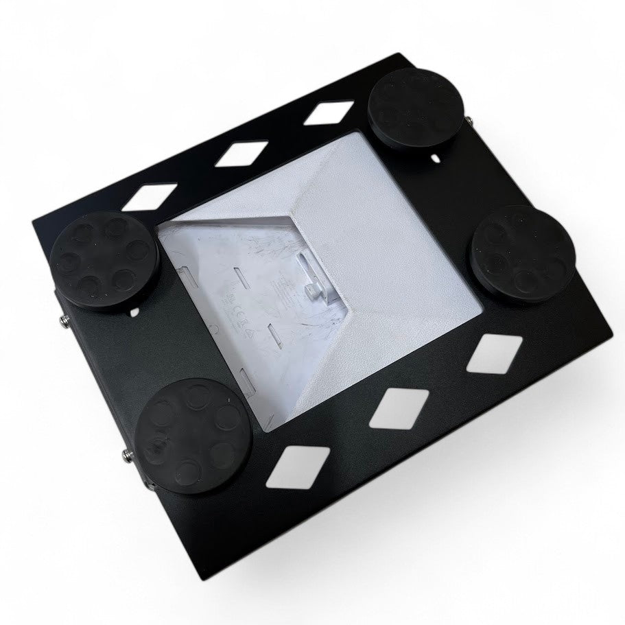 Silver alloy magnetic mount for Starlink Mini showing rubber pad base detail