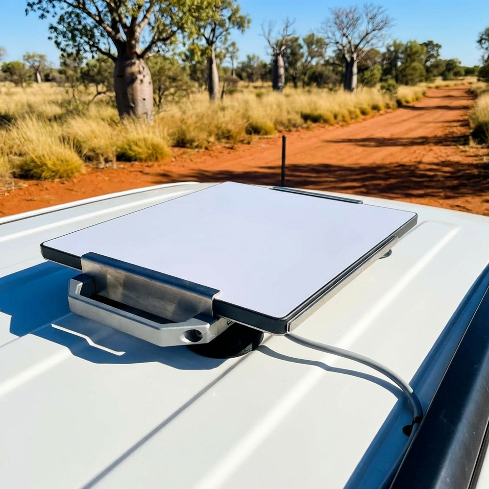 Outcamp stainless steel magnetic mount for Starlink Mini front view