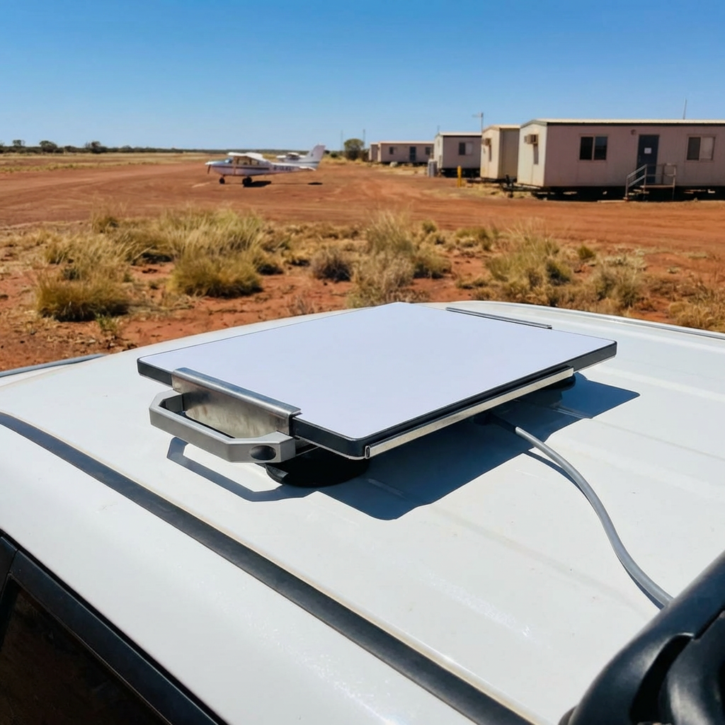 Stainless steel Starlink Mini magnetic mount rear view showing construction detail