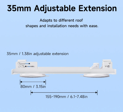 PeakDo LinkPower 2 suction cup mount 35mm adjustable extension for vehicle roof installation