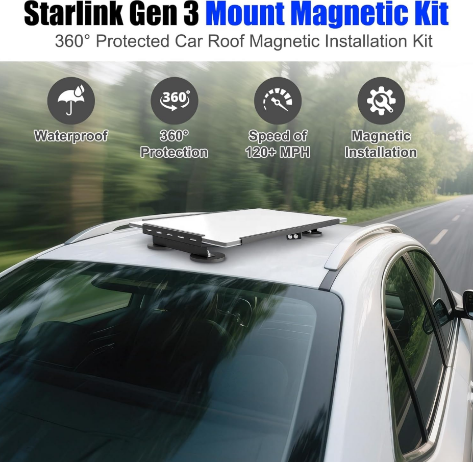 Starlink Gen 3 Magnetic Roof Mount on vehicle roof