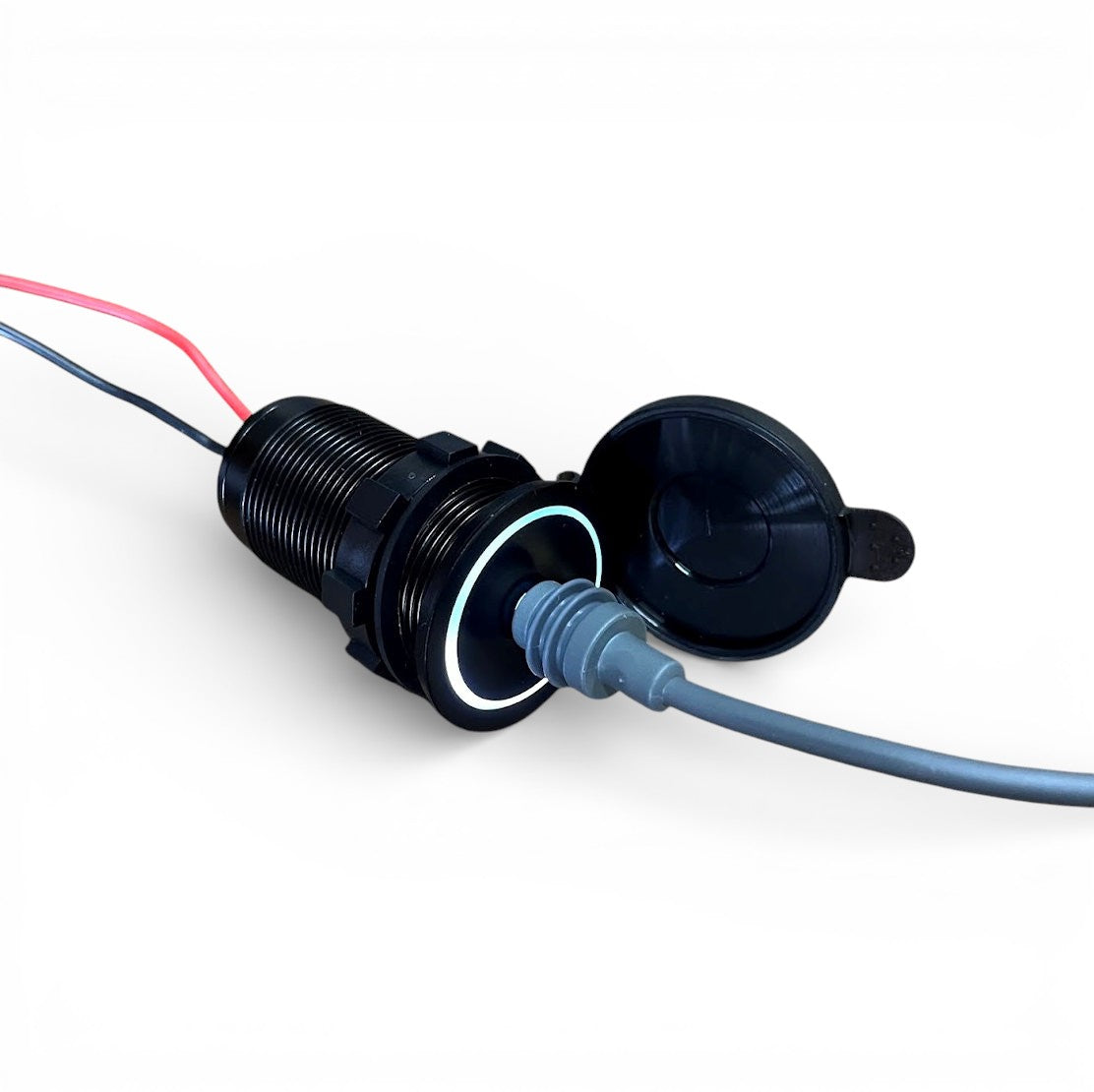 Illuminated Starlink Mini 20V power socket installed in vehicle