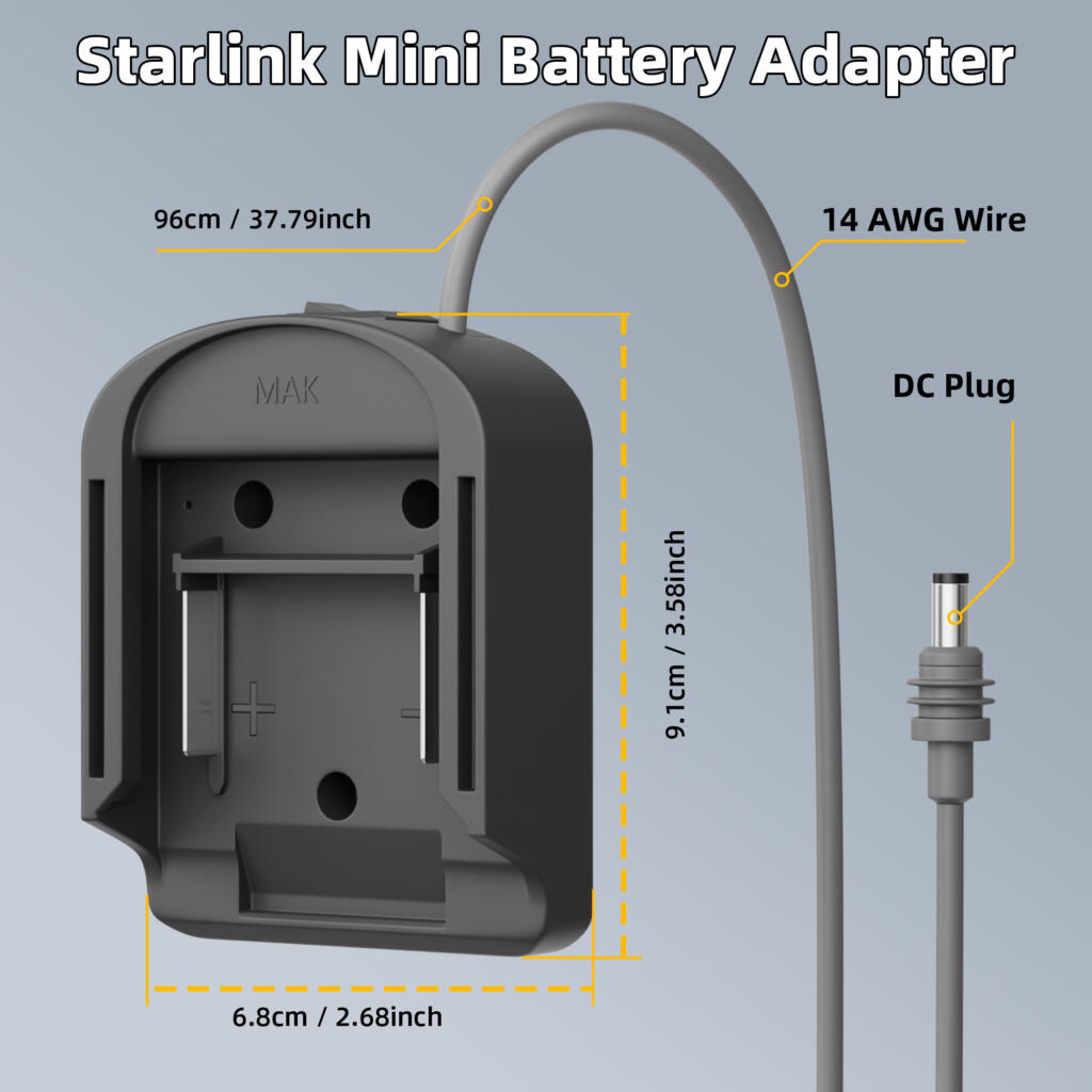 Starlink Mini DC power cable with Makita 18 V adapter
