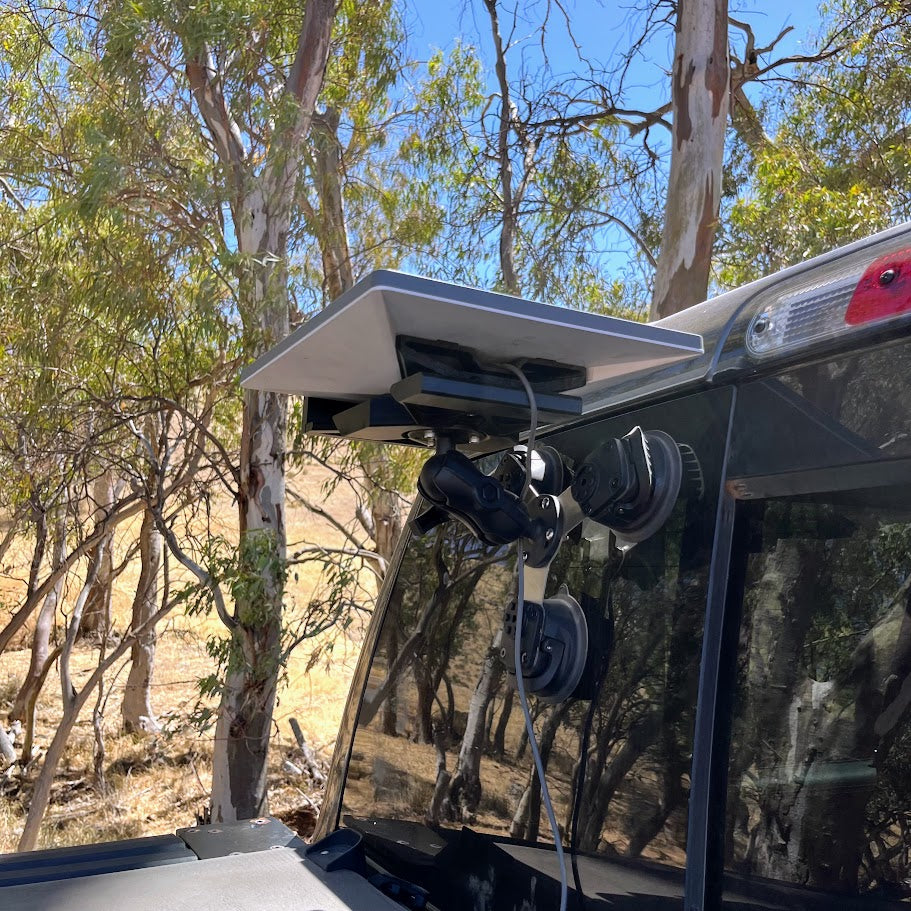 Adjustable arm Starlink Mini mount for camping and caravan travel