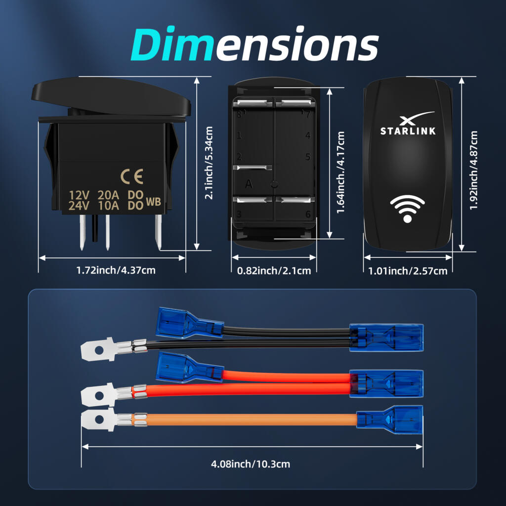 Starlink symbol rocker switch 5 pin blue LED