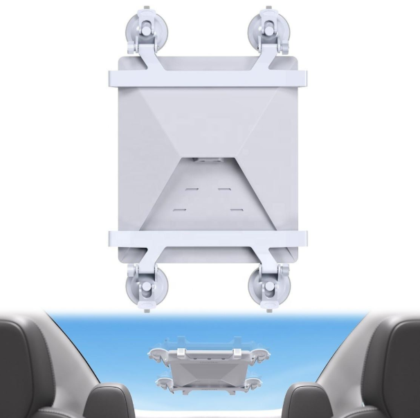 Starlink Mini suction mount attached to vehicle sunroof glass