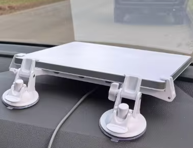 Starlink Mini suction mount in travel setup
