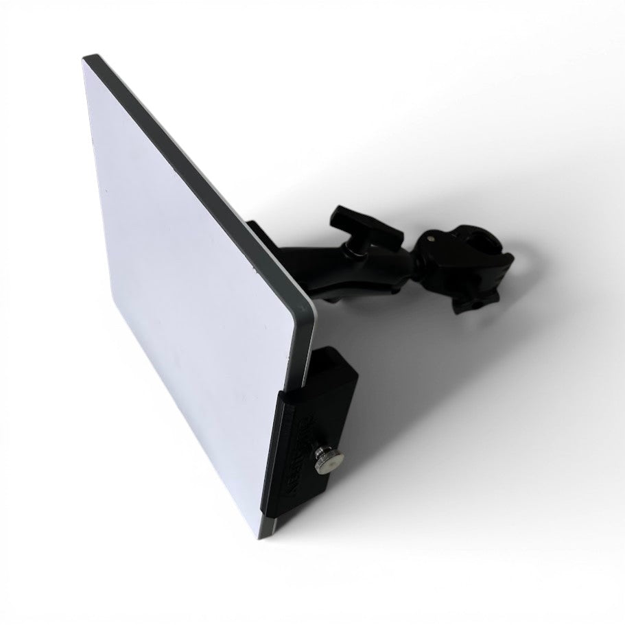 Outcamp Starlink Mini rail mount rear angle showing dish holder and adjustable arm
