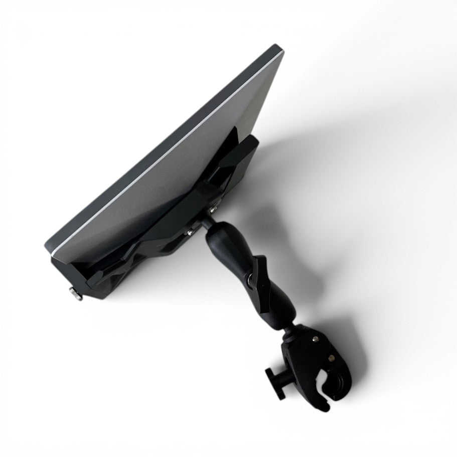 Starlink Mini mount black tough claw clamp and aluminium arm assembly from above