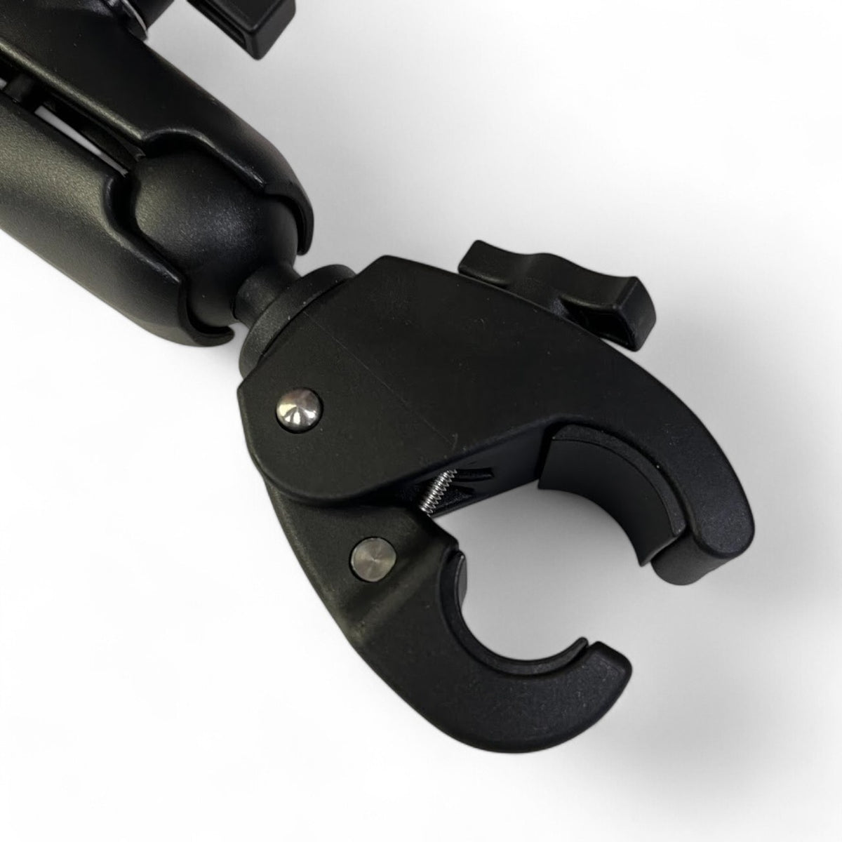 Outcamp rail mount rubber-lined clamp gripping rail for secure Starlink Mini installation