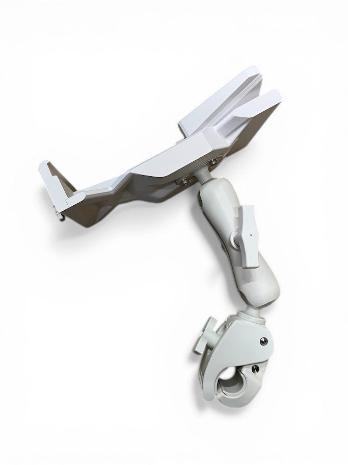 White Outcamp V2 Starlink Mini rail mount front view showing complete assembly