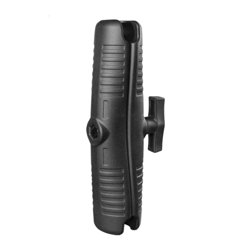 230mm long double socket mount arm with 1.5 inch C-size ball ends and centre tension knob, marine-grade aluminium body, side angle studio shot