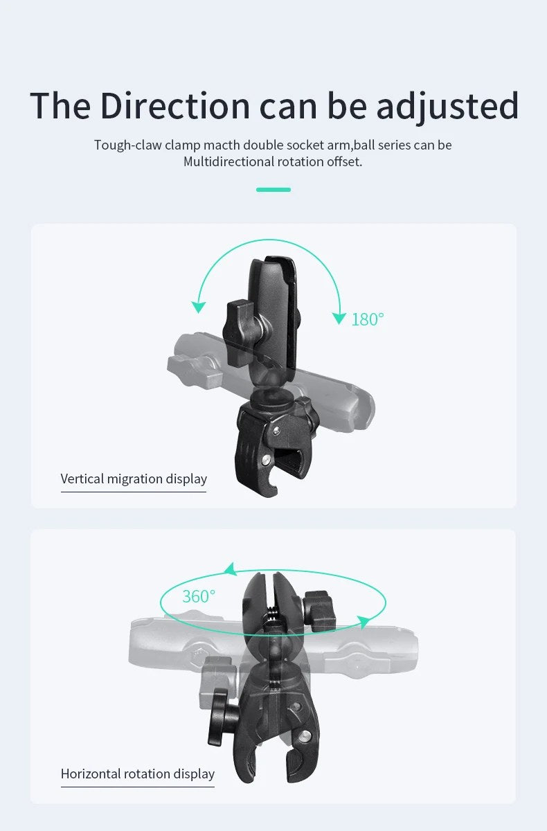 Tough-Claw direction adjustment diagram: 180 degree vertical migration and 360 degree horizontal rotation