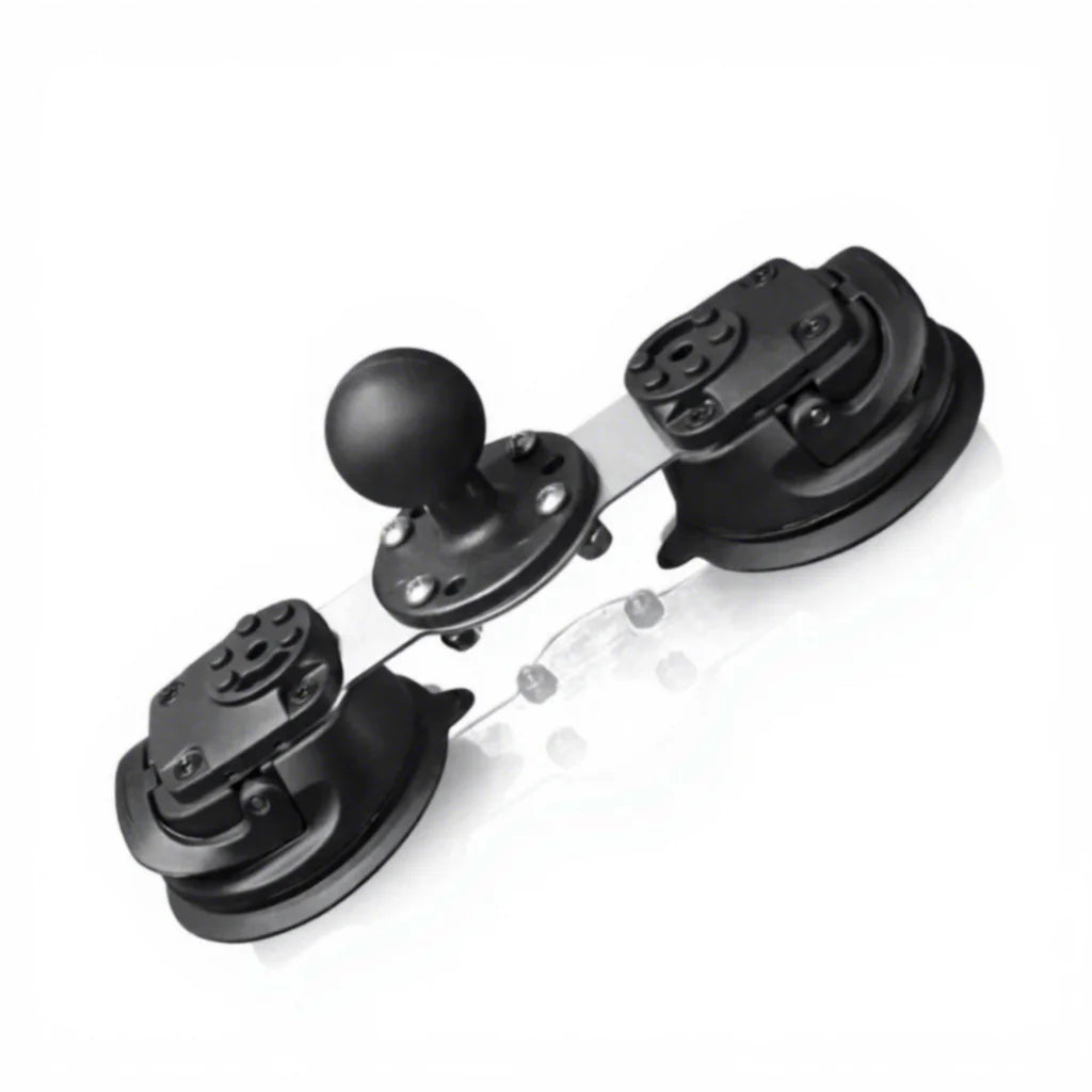Twist-Lock Dual Suction Cup Mount Base with 38mm rubber ball, hero shot.