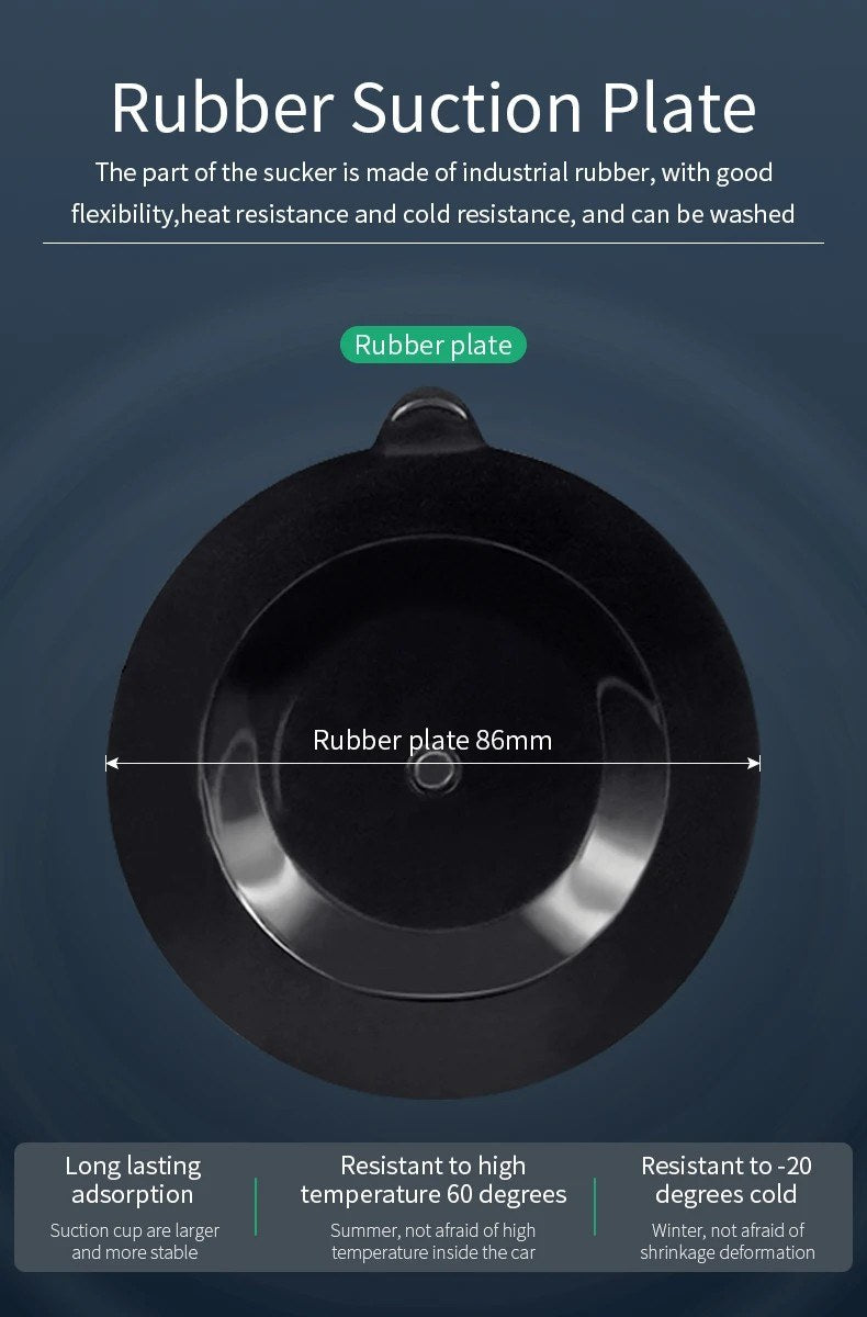 Bottom view of the 86mm industrial rubber suction plate, rated for use from approx. -20 degrees Celsius to 60 degrees Celsius for long-lasting hold
