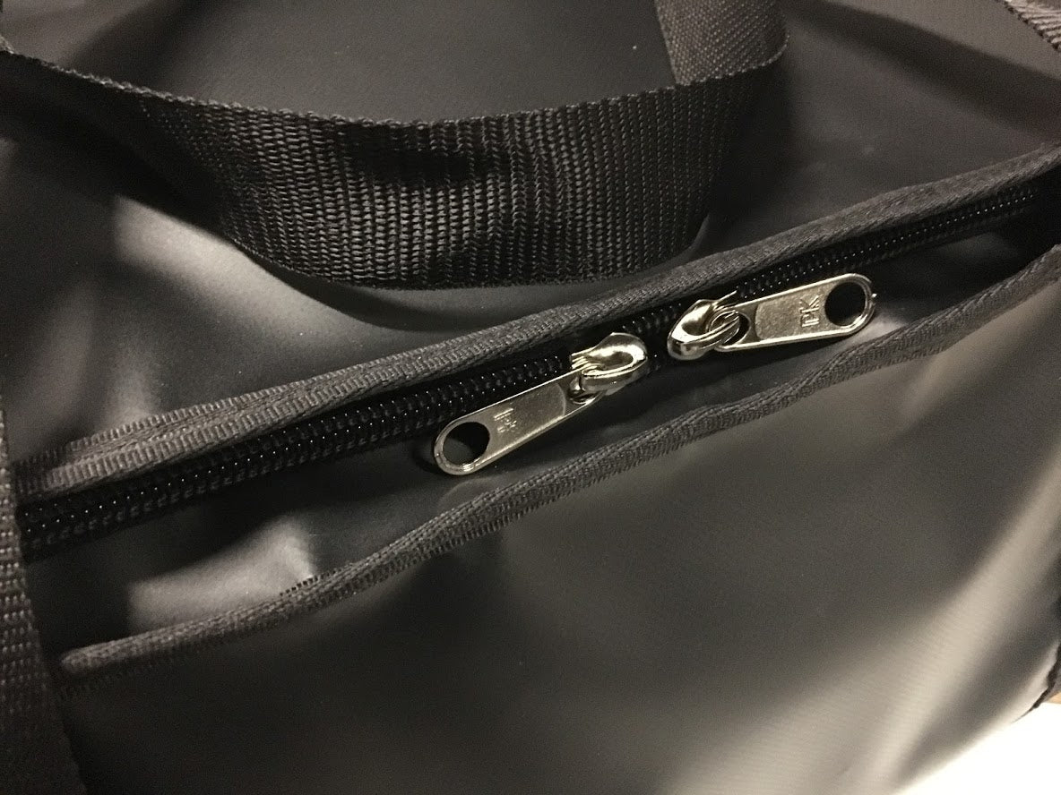 Black PVC bag with waterproof zippers